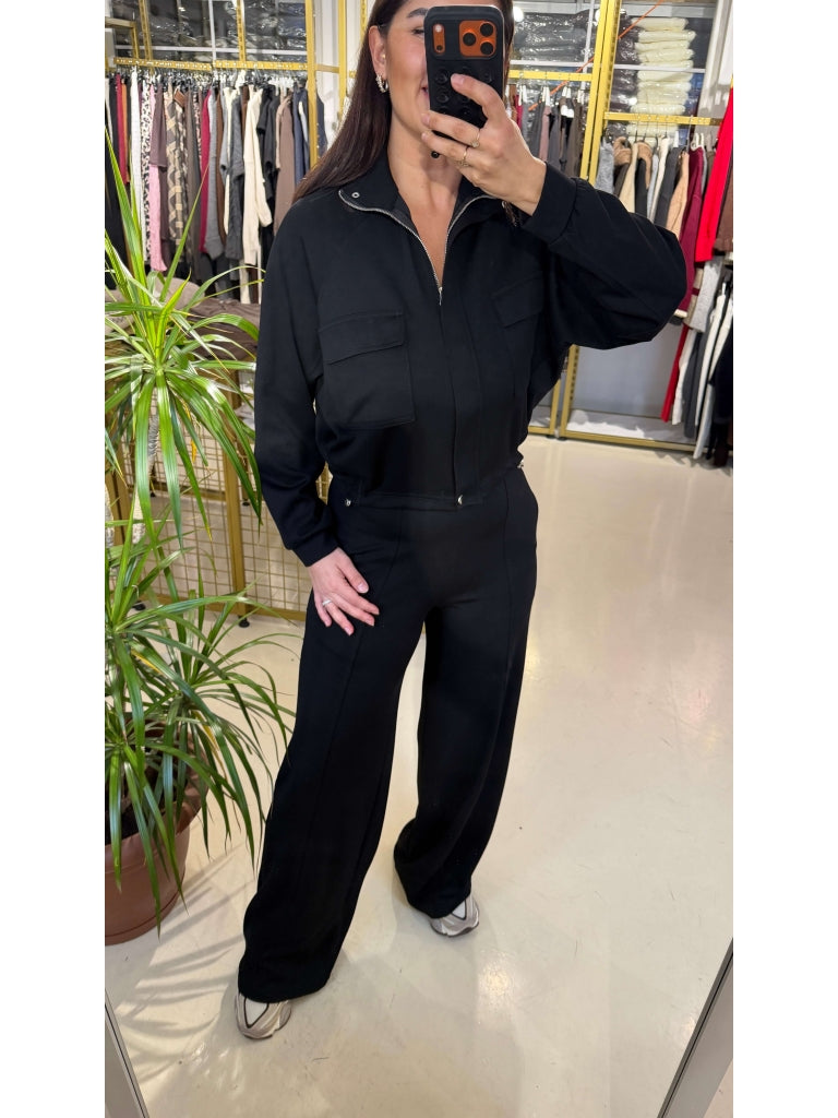 Siyah Çıtçıtlı Eteği Lastikli Takım 4035-Siyah