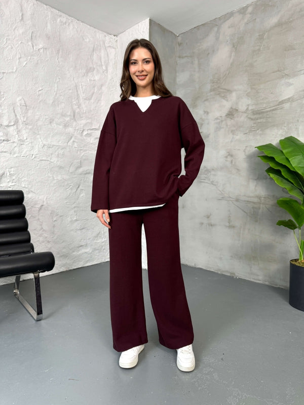 Mürdüm Tshirt Detaylı Sweat Takım