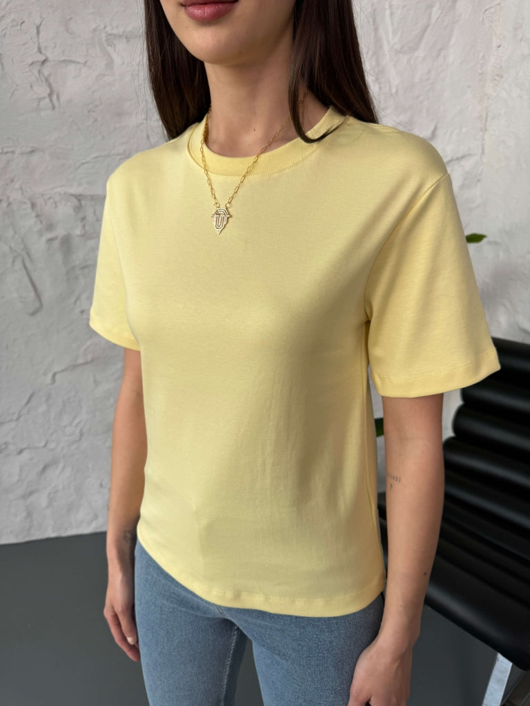 Sarı Massi Orj Basic Tshirt