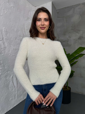 Ekru Simli Yumoş Kazak 2543-EKRU