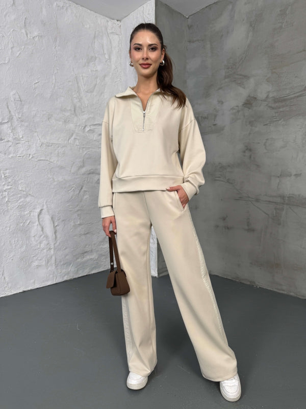 Taş Paraşüt Şeritli Fermuarlı Scuba Takım 2624-Taş