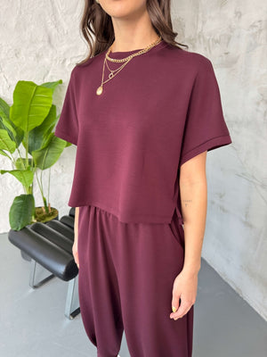 Bordo Modal Tshirt Pantolon Takım