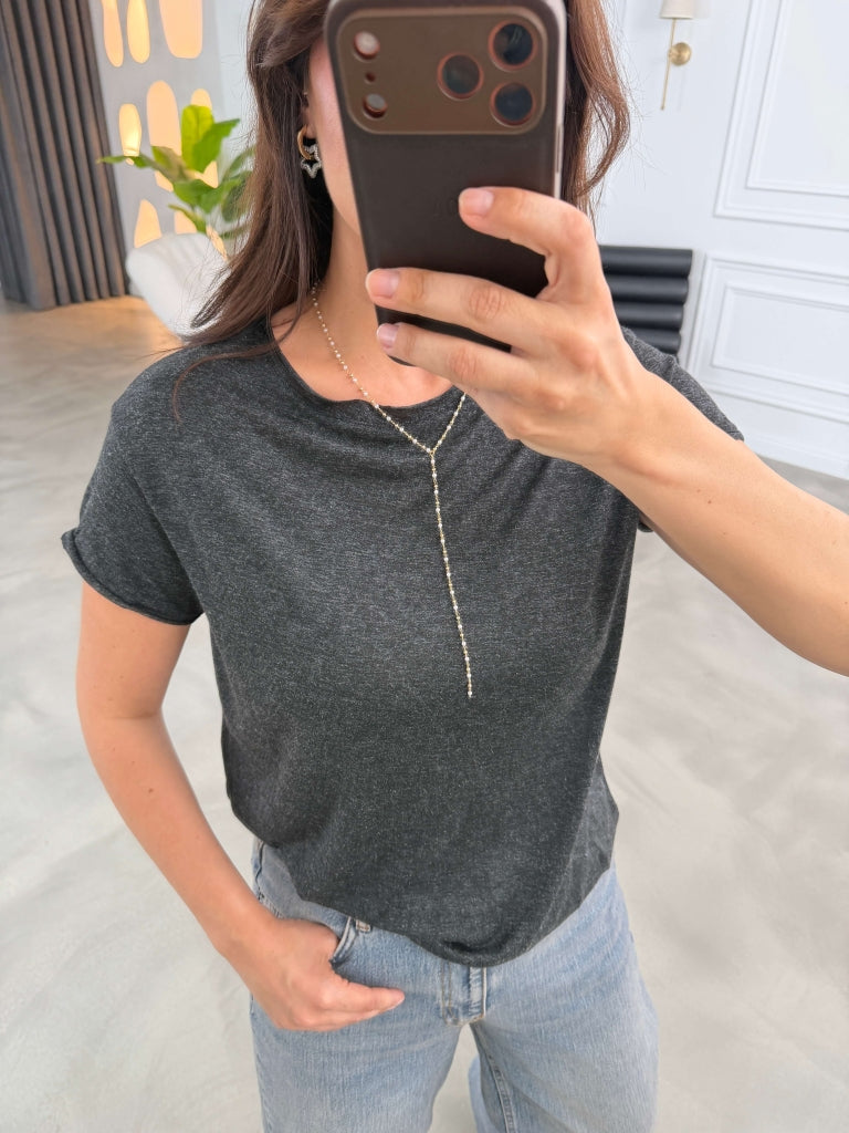 Siyah Simli Tshirt 26276-Siyah