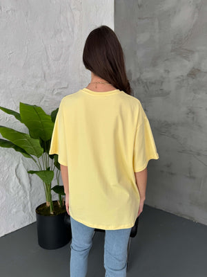 Sarı Oversize Basic Tshirt