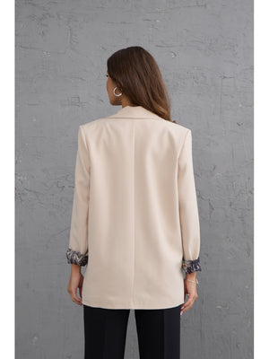 Taş Leopar Kol Katlamalı Blazer Ceket