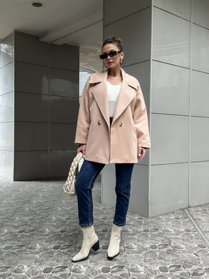 Camel Oversize Kısa Delux Kaban