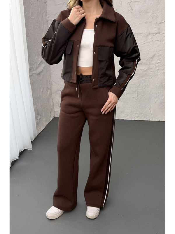 Kahverengi Paraşüt Cepli Şardonlu Takım 1912-Kahverengi