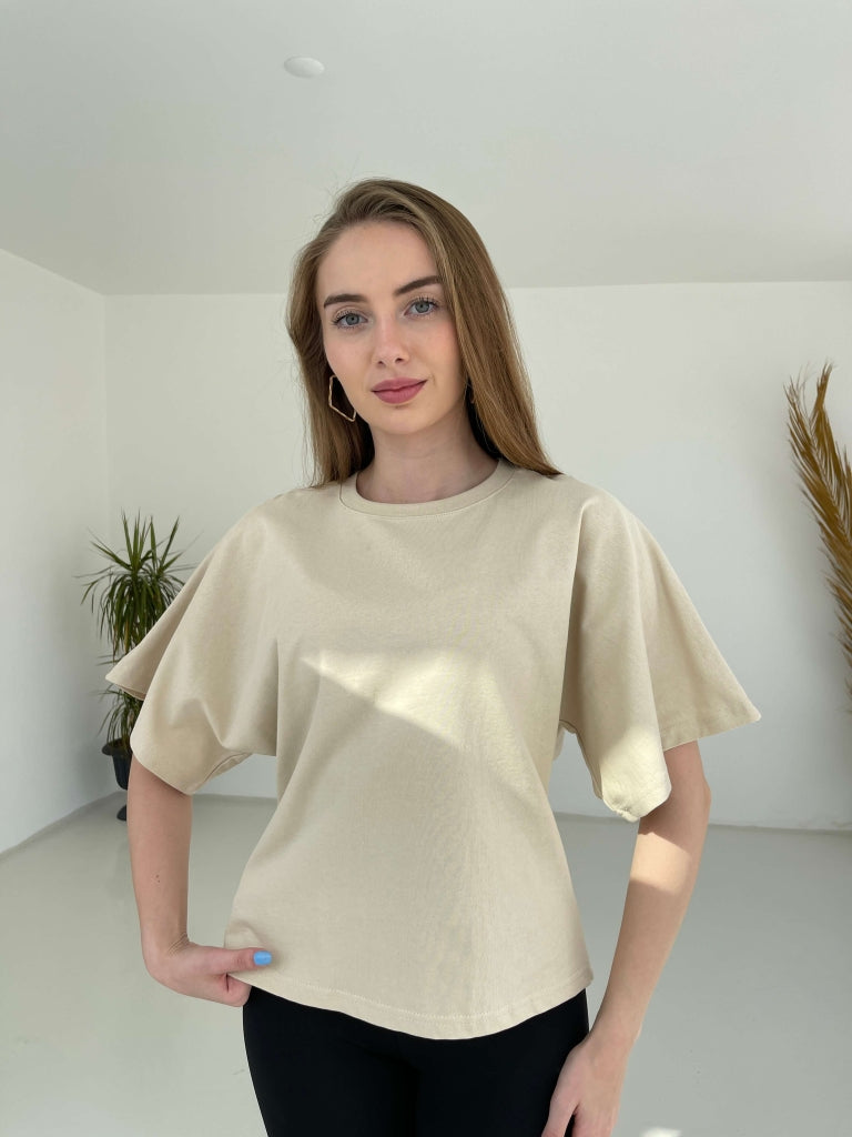 Taş Geniş Kol Premium Tshirt 0031-Taş