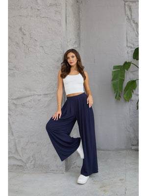 Lacivert Beli Pilili Modal Pantolon 1361-Lacivert