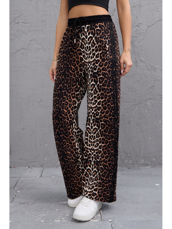 Leopar Yan Şeritli Pantolon