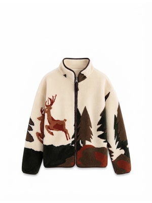 Taş Ön Fermuarlı Peluş Sweat 22889-Taş