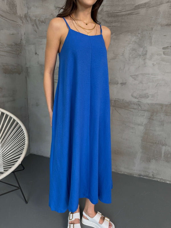 Saks Askılı Elbise