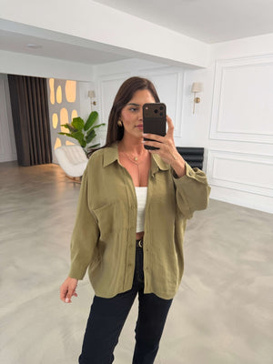 Perry Olive Dökümlü Gömlek 4612-Olive