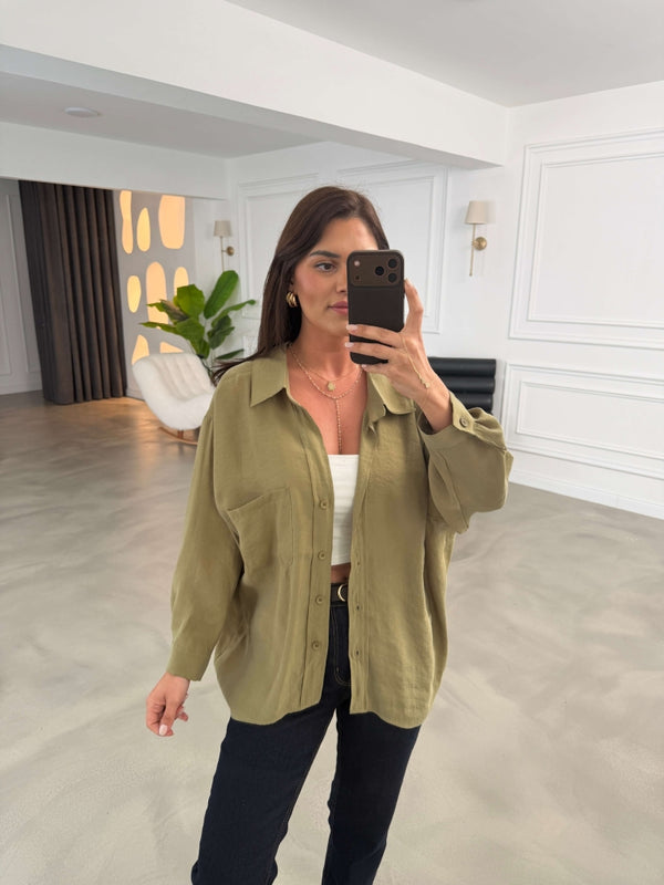 Perry Olive Dökümlü Gömlek 4612-Olive