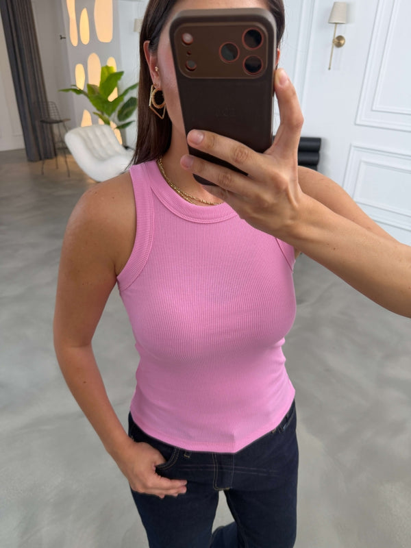 Pembe Halter Yaka Fitilli Body 23067-Pembe
