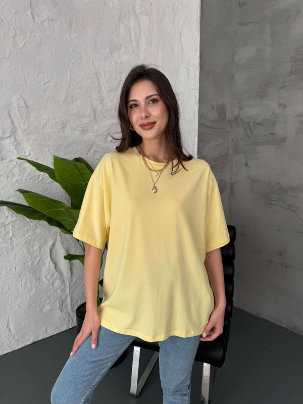 Sarı Oversize Basic Tshirt