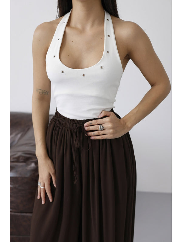 Beyaz Kuşgözü Detaylı Atlet 1060-Beyaz