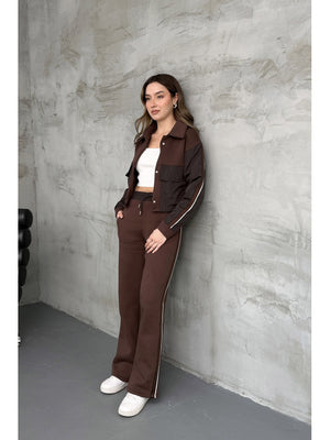 Kahverengi Paraşüt Cepli Şardonlu Takım 1912-Kahverengi