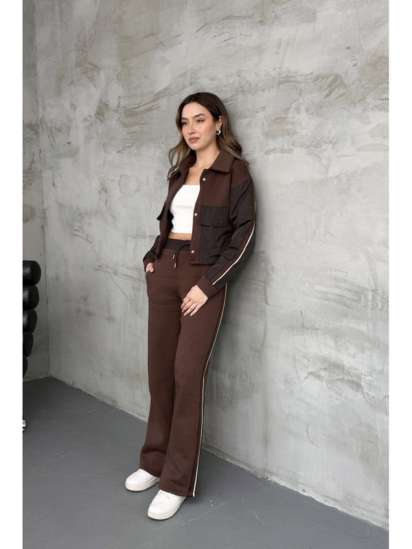 Kahverengi Paraşüt Cepli Şardonlu Takım 1912-Kahverengi