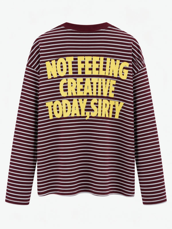 Bordo Mavi Çizgili Arkası Yazılı Sweat M-4865-Bordo