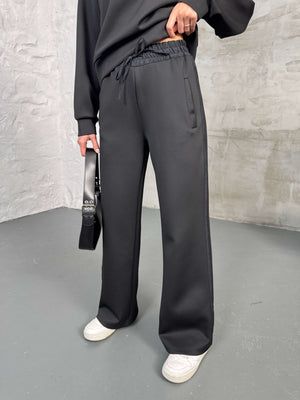 Siyah Paraşüt Şeritli Fermuarlı Scuba Takım 2624-Siyah