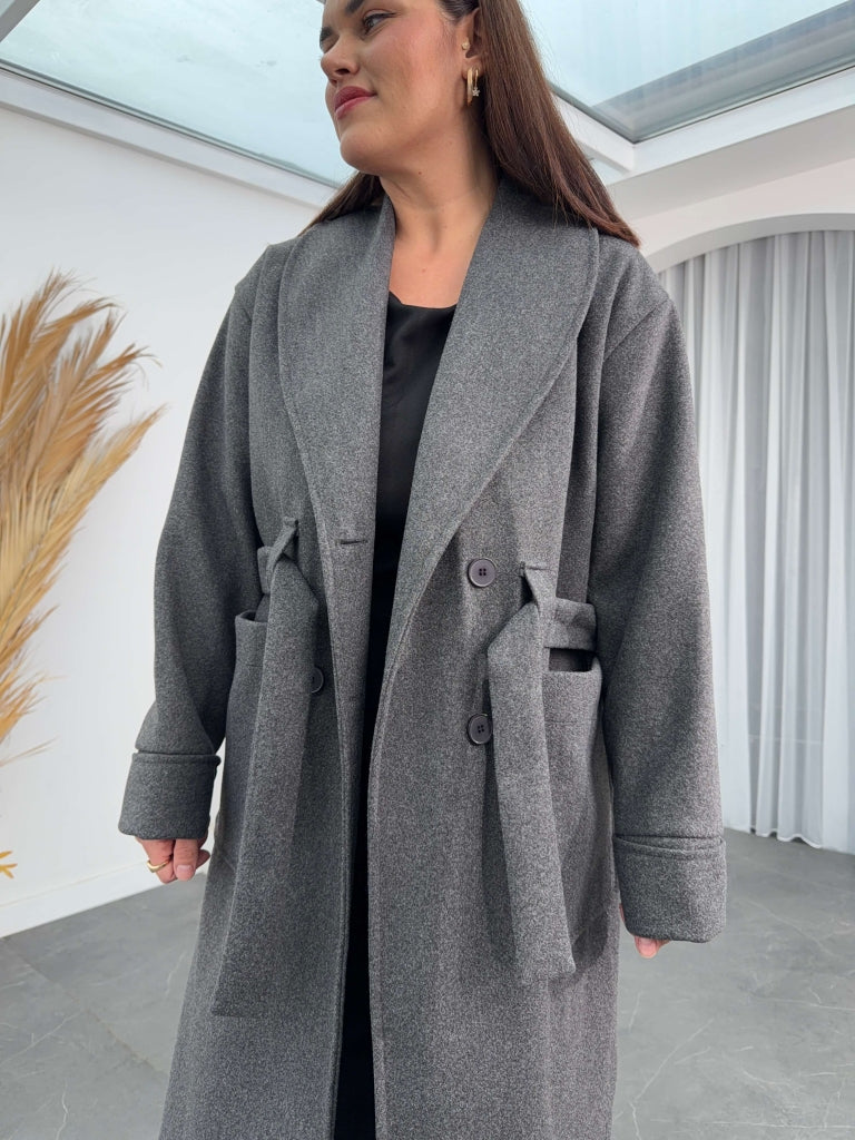 Antrasit Şal Yaka Premium Kaban 20071-ANTRASİT