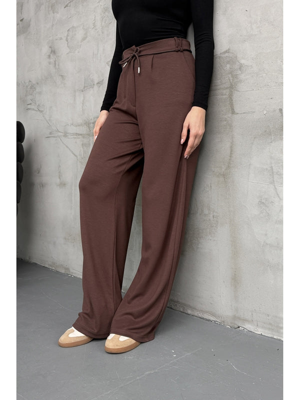 Kahve  Kordonlu Modal Pantolon 8009-KAHVE