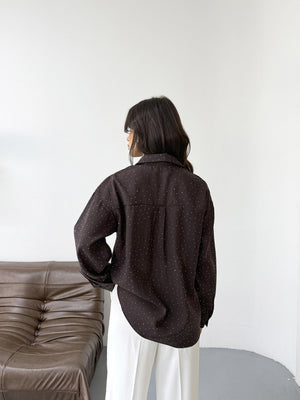 Acı Kahve Taş Baskılı Gömlek 8126-Acı Kahve