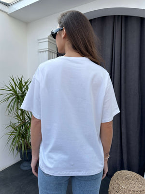 Beyaz Oversize Basic Tshirt EY002-BEYAZ