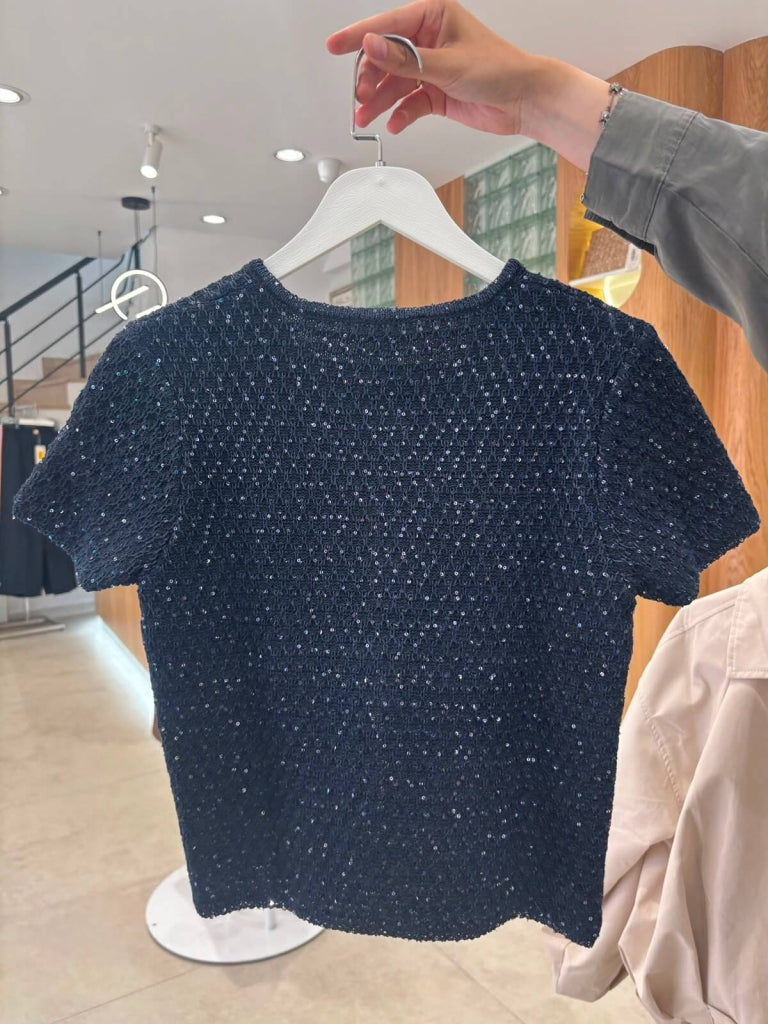 Lacivert Pullu Kısa Kol Hırka 2842-Lacivert