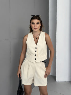 Tasarım Keten Yelek 60189