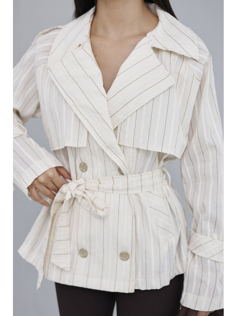 Vizon Çizgili Rüzgarlıklı Ceket 0011-Vizon