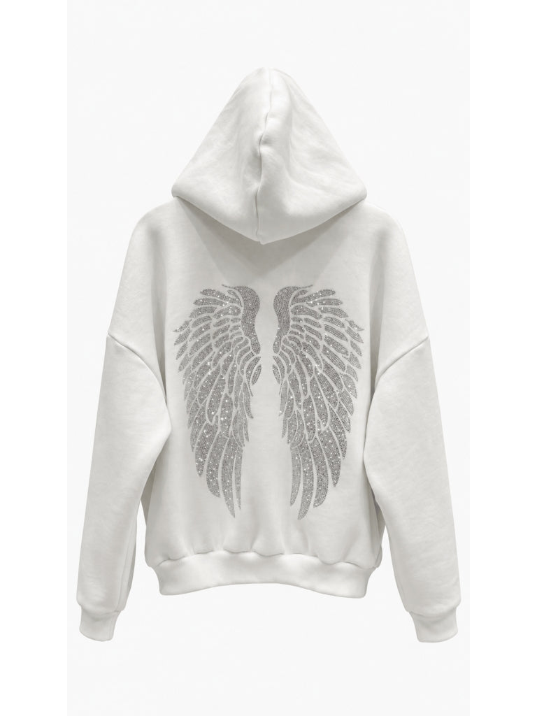 Beyaz Sırtı Taş Baskılı Şardonlu Sweat 4290-Beyaz
