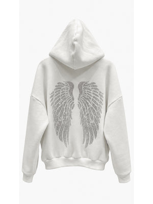 Beyaz Sırtı Taş Baskılı Şardonlu Sweat 4290-Beyaz