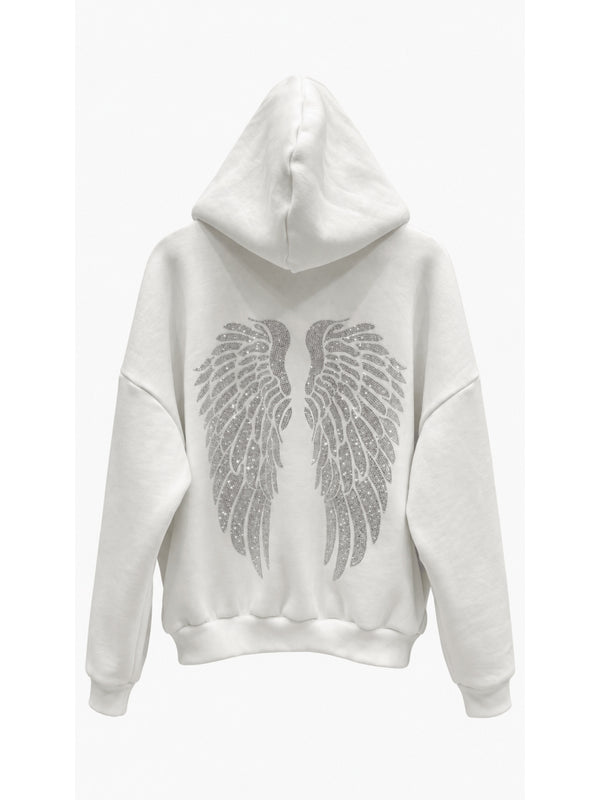Beyaz Sırtı Taş Baskılı Şardonlu Sweat 4290-Beyaz