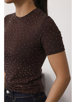 Kahverengi Taş Baskılı Body EY137-Kahverengi