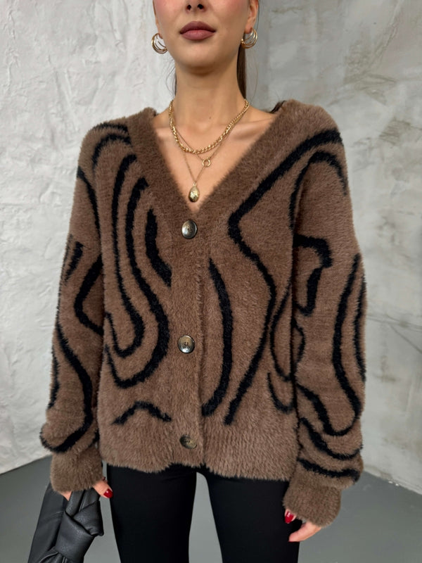 Zebra Desen Yumoş Hırka 2513