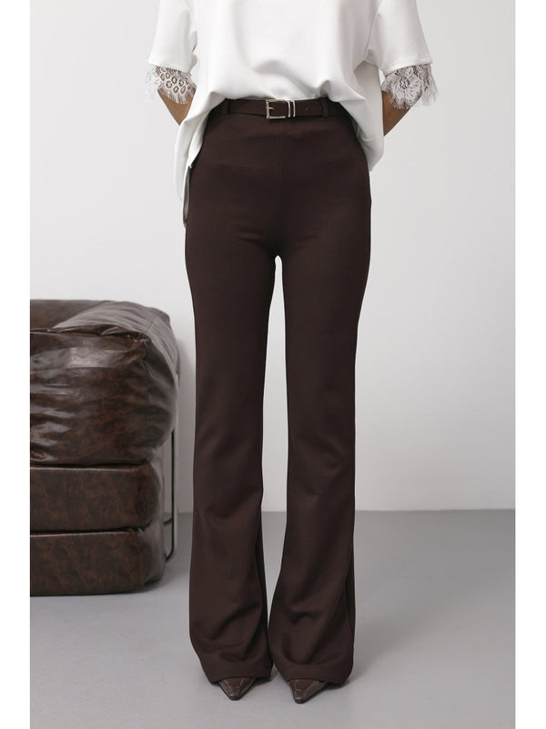 Kahverengi Kemerli İspanyol Pantolon 0099-Kahverengi