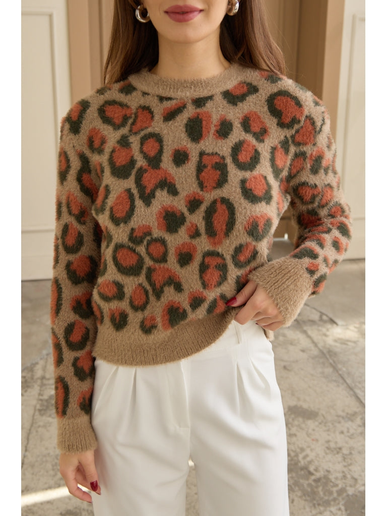 Leopar Desen Yumoş Kazak