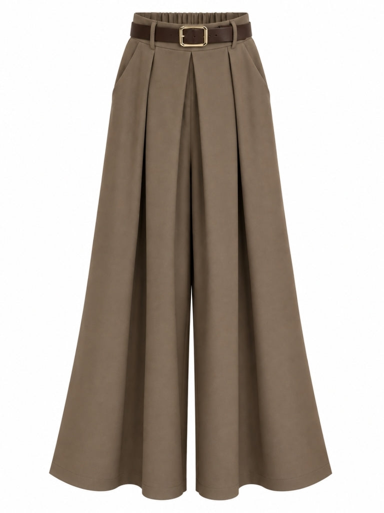 Haki Gold Kemerli Etek Pantolon M-51502-Haki