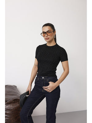 Siyah Taş Baskılı Body EY137-Siyah