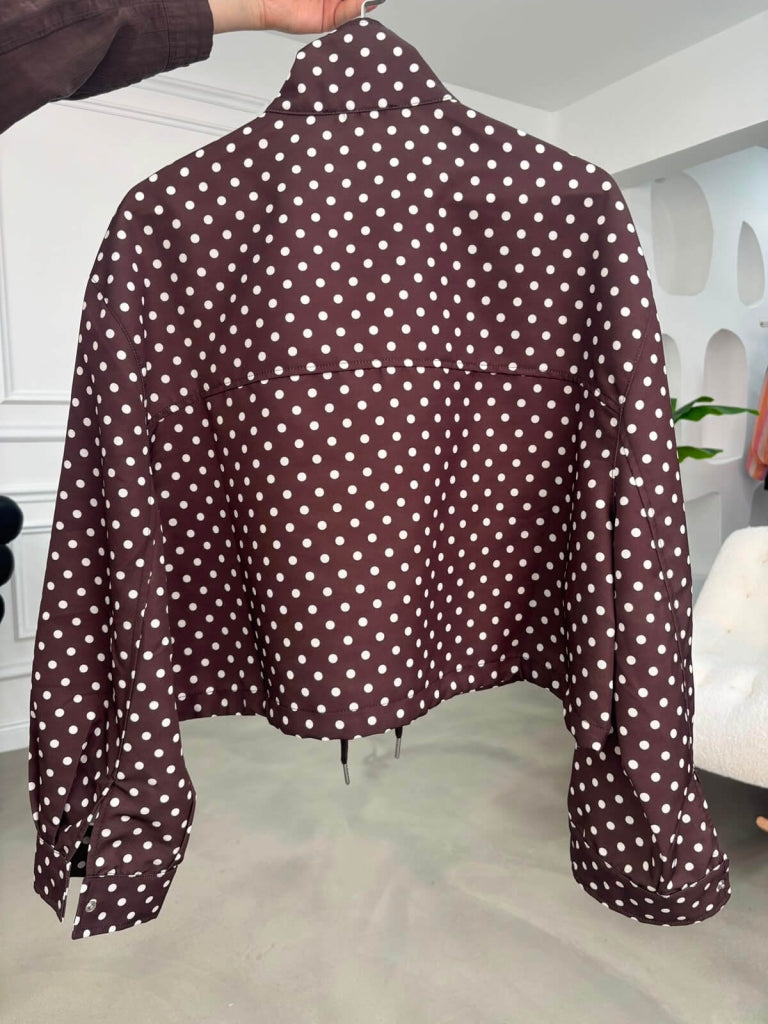 Kahve Puantiyeli Bomber Ceket 9788-Kahve