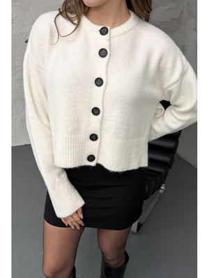 Dilvin Ekru Yırtmaçlı Yumuşak Dokulu Hırka 60280-Ekru