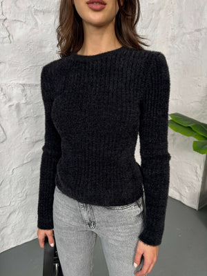 Siyah Simli Yumoş Kazak 2543-SİYAH