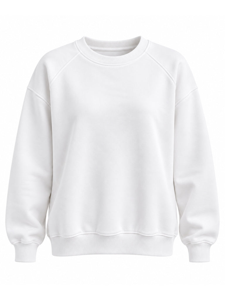 Beyaz Oversize Şardonlu Sweat 7912-Beyaz