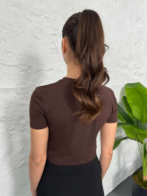 Kahve Orj Marka Crop Tshirt
