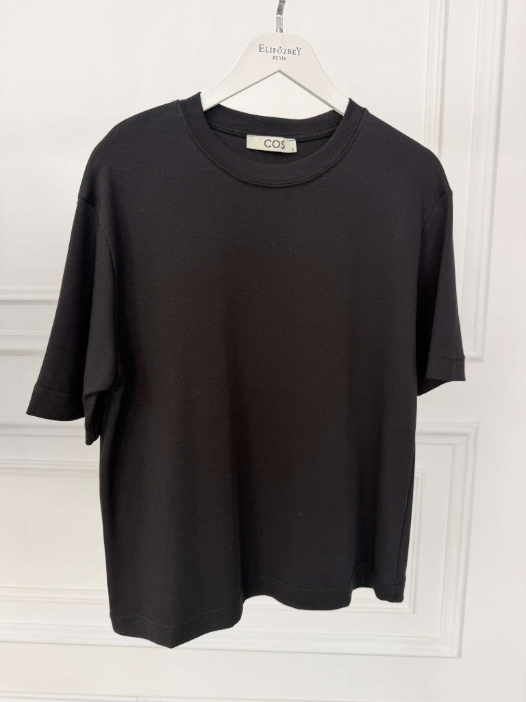 Siyah Bisiklet Yaka Basıc Tshirt 6597-Siyah