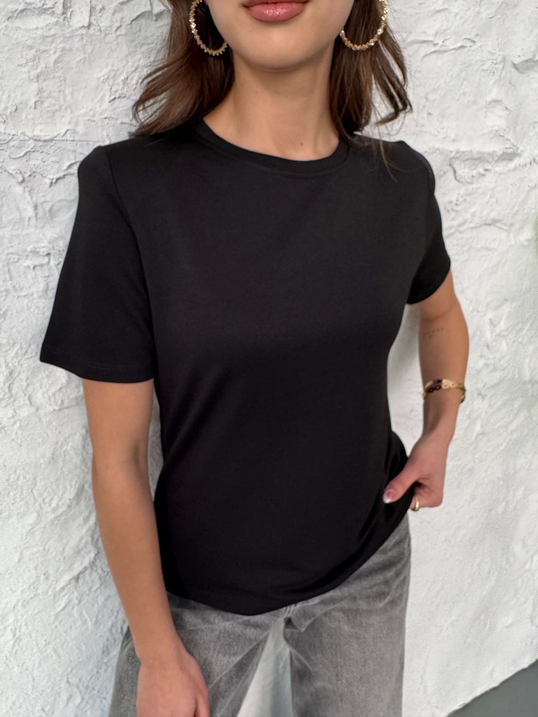 Siyah Vatkalı Modal Tshirt