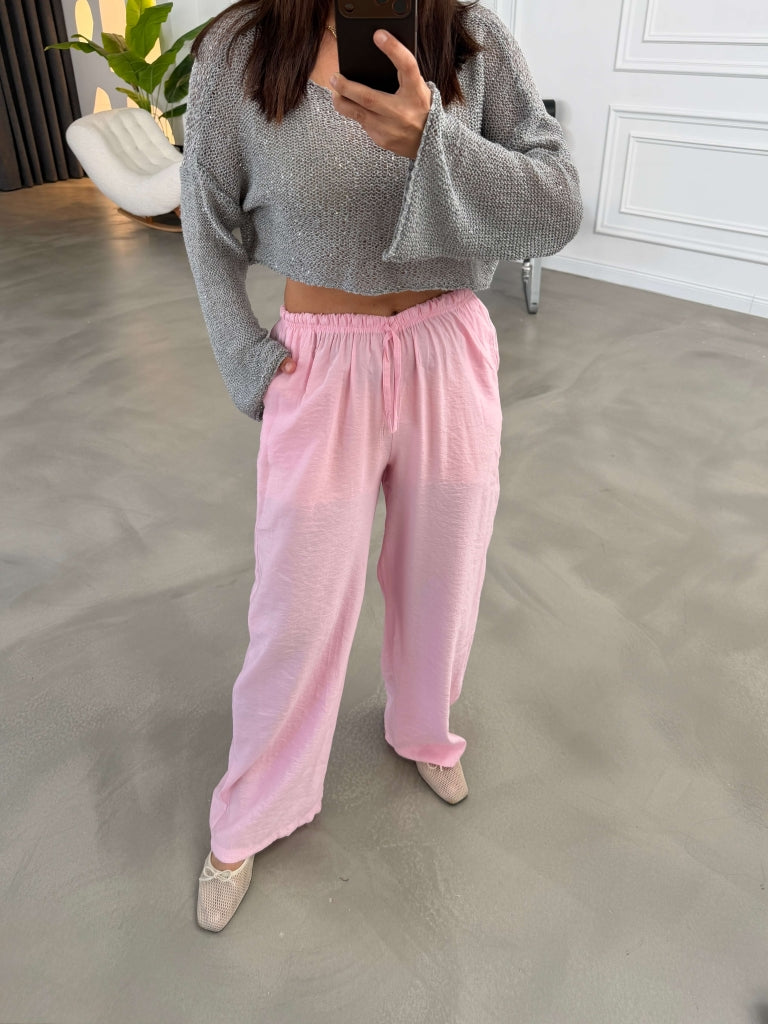 Pembe Orj Marka Tencel Pantolon 8002-Pembe