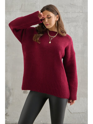 Bordo Bisiklet Yaka Oversize Kazak